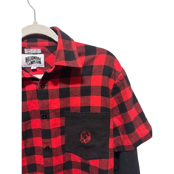 Billionaire Boys Club Buffalo Plaid Red Black Checked Button Up Men's Size Small - Picture 4 of 10